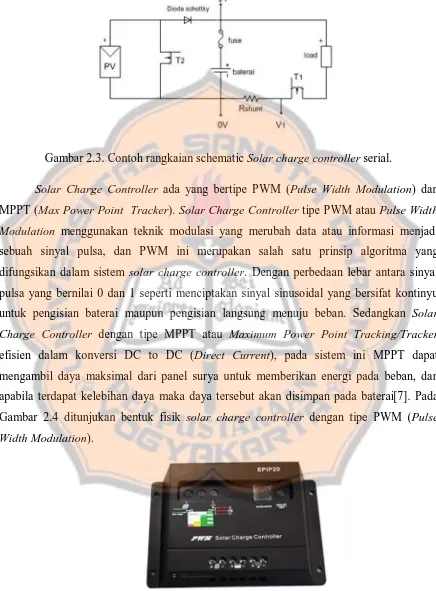 Gambar 2.3. Contoh rangkaian schematic Solar charge controller serial. 