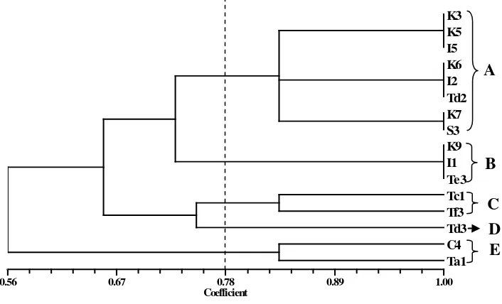 Tabel 12.  Nilai eigenvalue berdasarkan karakter morfologi di habitat asal 