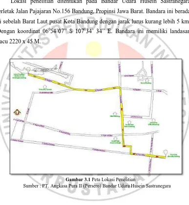 Gambar 3.1 Peta Lokasi Penelitian Sumber : PT. Angkasa Pura II (Persero) Bandar Udara Husein Sastranegara