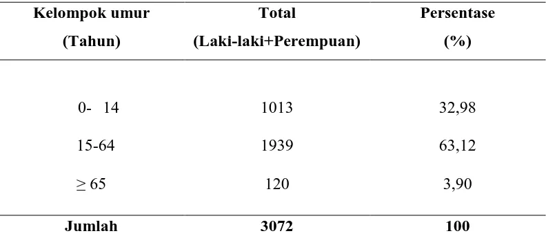 Tabel 6. Jumlah Penduduk Menurut Kelompok Umur di Desa Lubuk  Bayas Tahun 2013 