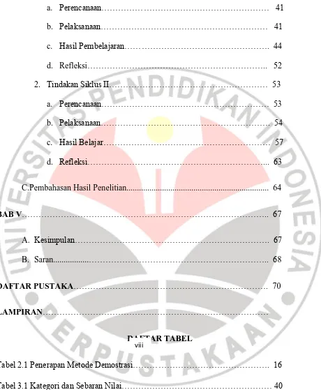 Tabel 3.1 Kategori dan Sebaran Nilai……………………………………………… 40