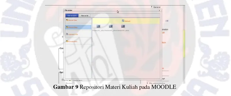 Gambar 9 Repositori Materi Kuliah pada MOODLE 