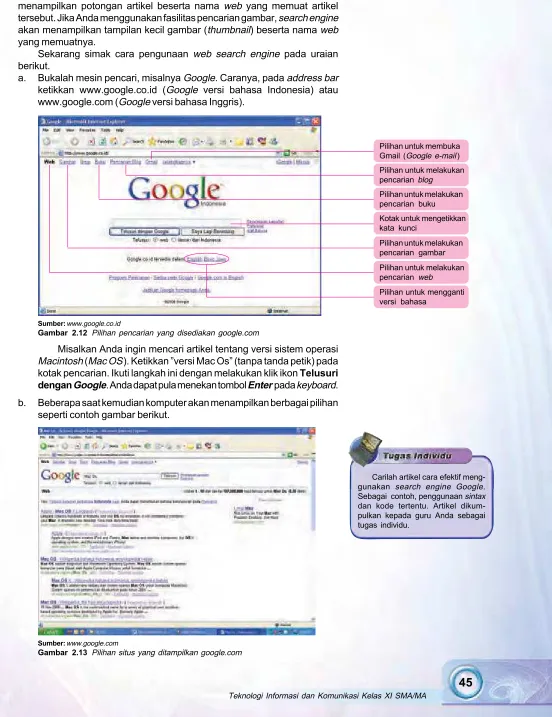 Gambar 2.12 Pilihan pencarian yang disediakan google.com