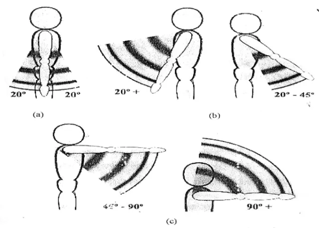 Gambar 2. 5 Range pergerakan lengan atas (a) postur alamiah,(b) postur