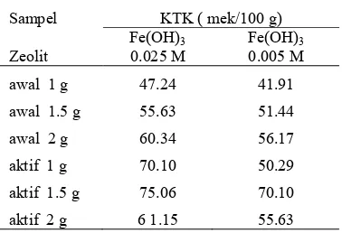 Tabel 3  Hasil modifikasi zeolit  
