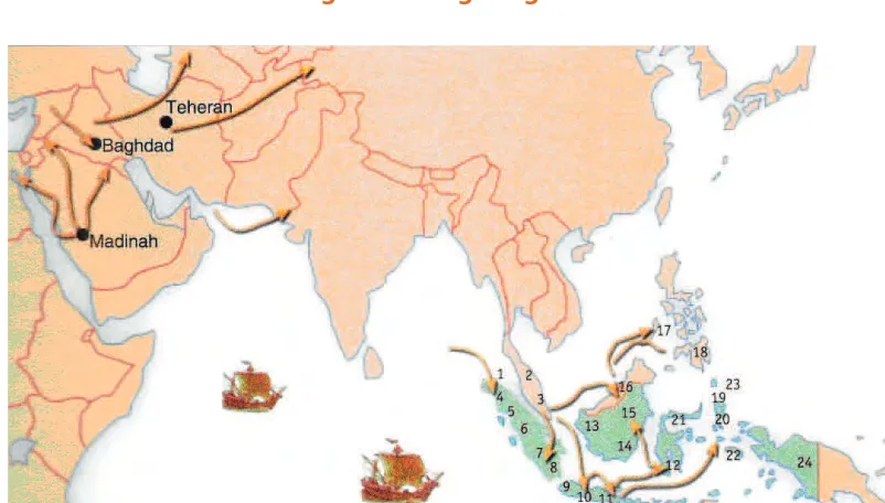 Gambar 3.2 Peta jejak masuknya Islam ke Nusantara berdasarkan nomor urut