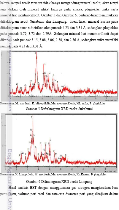 Gambar 5 Difraktogram XRD zeolit Sukabumi 