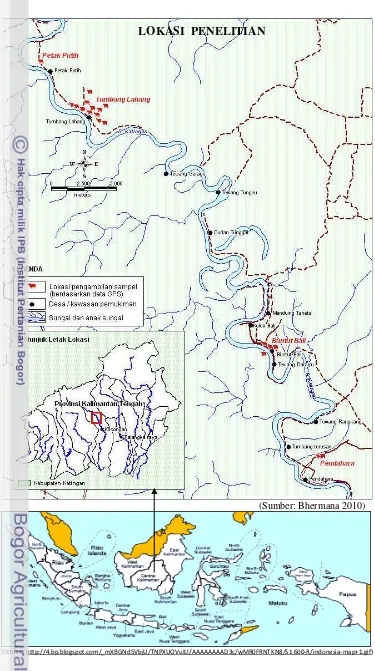 Gambar 2   Peta lokasi kegiatan penelitian Sapi Katingan. 