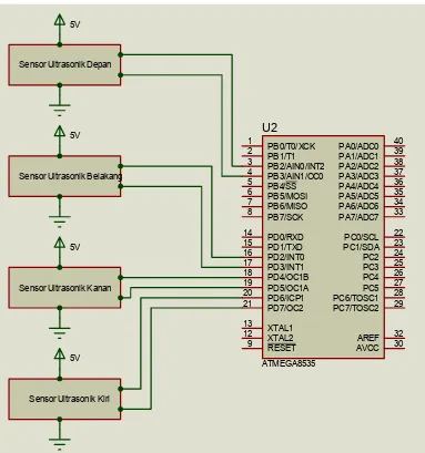 Gambar 3.2 Rangkaian Sensor Ultrasonik SRF04 
