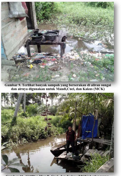 Gambar 9. Terlihat banyak sampah yang berserakan di aliran sungai dan airnya digunakan untuk Mandi,Cuci, dan Kakus (MCK) 