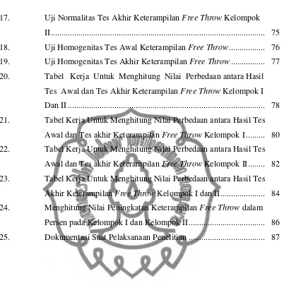 Tabel   Kerja  Untuk  Menghitung  Nilai  Perbedaan antara Hasil  