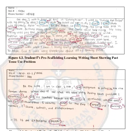 Figure 4.3. Student 5’s Pre-Scaffolding Learning Writing Sheet Showing Past 