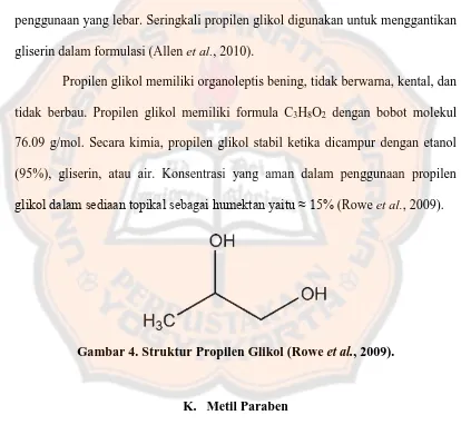 Gambar 4. Struktur Propilen Glikol (Rowe et al., 2009). 