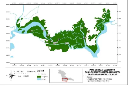 Gambar 4. Peta Luasan Mangrove Kawasan Segara Anakan, Cilacap