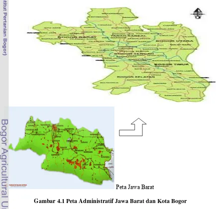 Gambar 4.1 Peta Administratif Jawa Barat dan Kota Bogor 