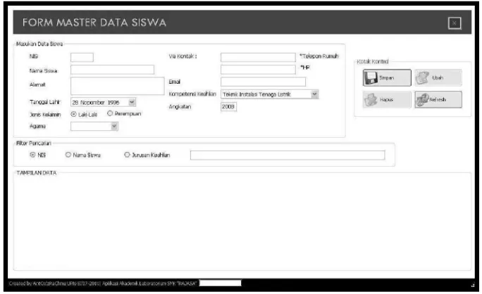 Gambar 3.7 Rancangan form master data siswa 
