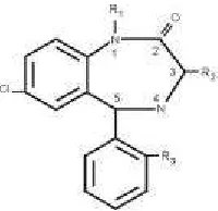Gambar 3. Struktur Kimia Benzodiazepin (1,4-benzodiazepin)(Tjay dan Rahardja, 2002)
