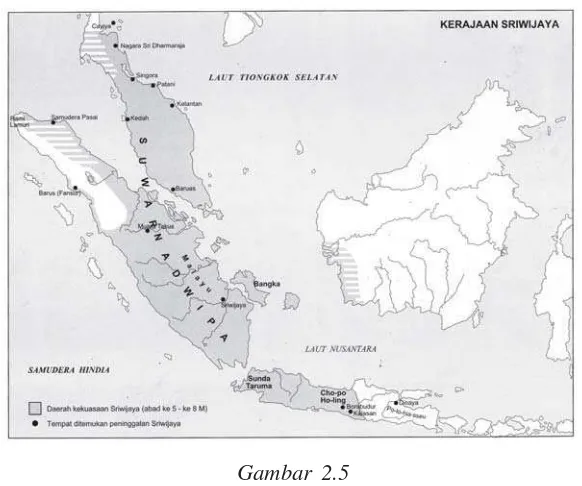 Gambar 2.5Peta wilayah Kerajaan Sriwijaya