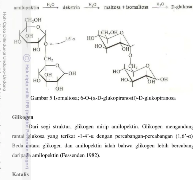 Gambar 5 Isomaltosa; 6-O- (α-D-glukopiranosil)-D-glukopiranosa 