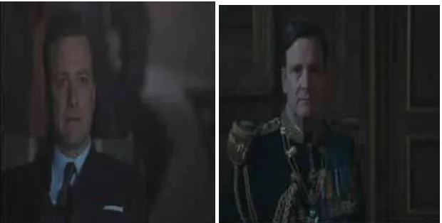 Gambar 4.5 kostum yang digunakan oleh Bertie sebelum dan sesudah jadi raja           Sumber : DVD “The King Speech” 
