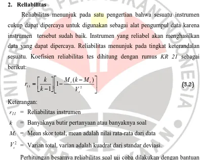 Tabel 3.3  Kategori Validitas Butir Soal 