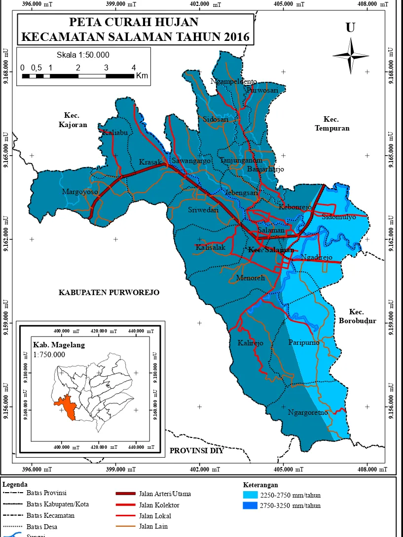 Gambar 5. Peta Intensitas Curah Hujan Kecamatan Salaman