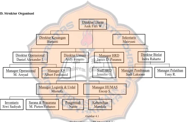 Gambar 4.1 Struktur Organisasi PT. Mawar Sebelas 