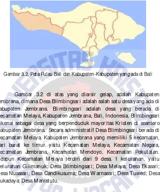 Gambar 3.2. Peta Pulau Bali dan Kabupaten-Kabupaten yang ada di Bali 
