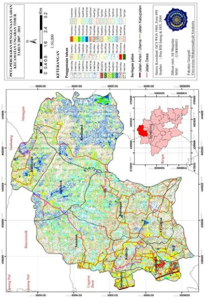 Gambar 2 Peta perubahan penggunaan lahan Kecamatan Ungaran Timur tahun 2007-2011 
