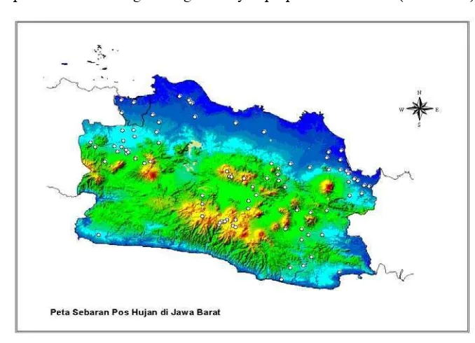 Gambar 6.  Lokasi Sebaran Pos Hujan di Jawa Barat 