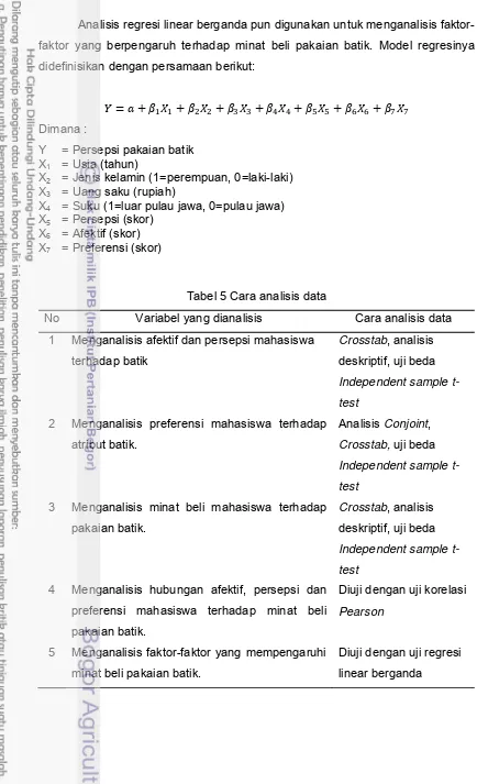 Tabel 5 Cara analisis data 