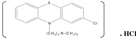 Gambar 3. Struktur kimia klorpromazin HCl (2-klor-N-(dimetil- aminopropil) Fenotiazin Hidroklorida) (Anonim, 1979) 