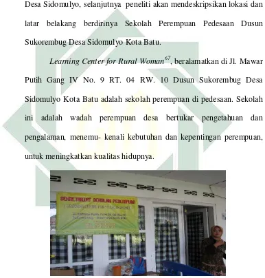 Gambar 3.2 Kantor Kesekretariatan Sekolah Perempuan Pedesaan Dusun Sukorembug Desa Sidomulyo Kec