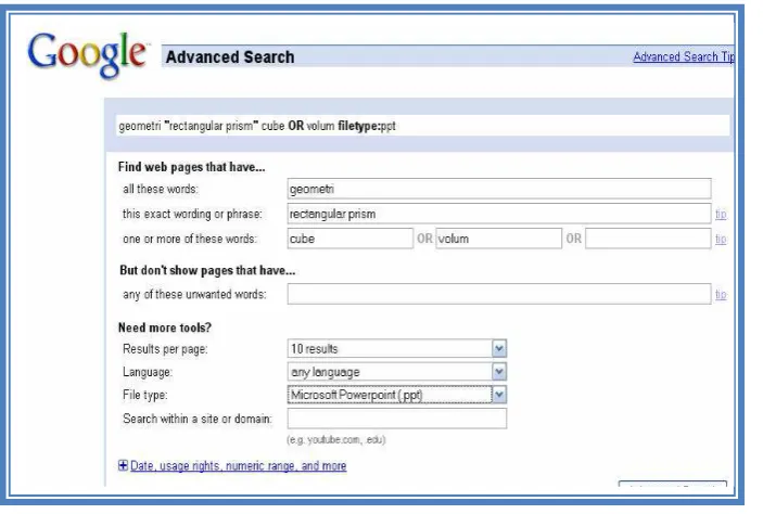 Gambar 22. Hasil pencarian Google dengan Advanced Search 