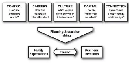 Gambar 1. Lima Faktor Umum Untuk Menyeimbangkan Sistem Keluarga dan Sistem Manajemen Sumber: Carlock dan Ward (2010) 
