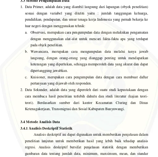 gambaran data tentang jumlah data, minimum, maxsimum, mean, dan standar 