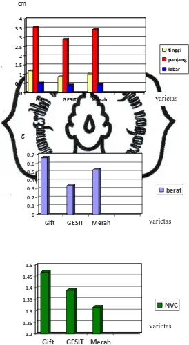 Gambar 7 . Grafik perbandingan karakter morfologi benih ikan nila umur P1 ukuran 1-3.