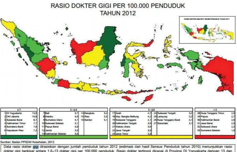 Fig.6 Indonesian ratio between dentist and population in 2012 