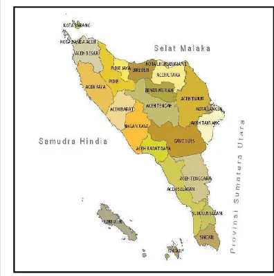Gambar 7  Peta Provinsi Aceh menurut kabupaten/kota tahun 2010. 