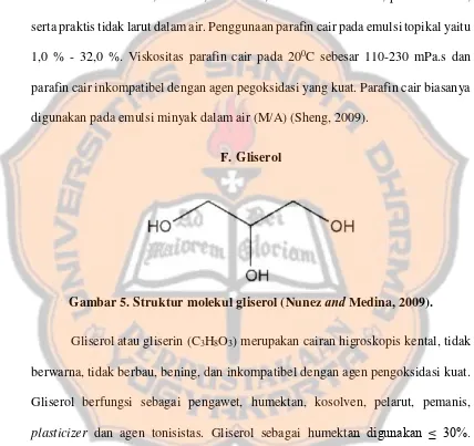 Gambar 5. Struktur molekul gliserol (Nunez  and Medina, 2009). 
