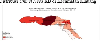 Gambar  4.1  Peta  Distribusi  Unmet  Need  KB  di Kecamatan Klabang Tahun 2013