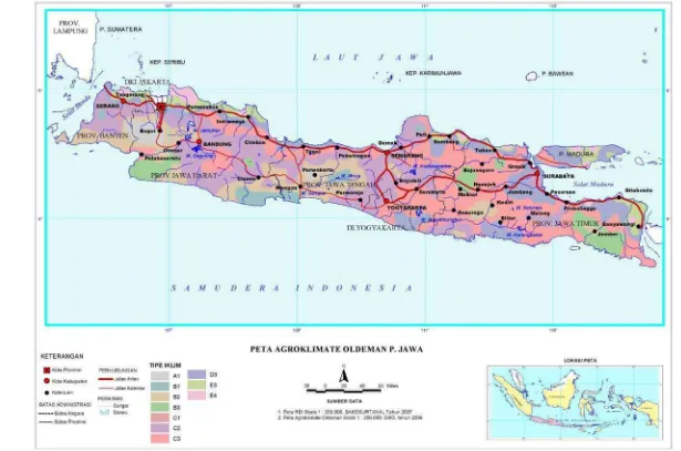 Gambar 7.  Peta zona agroklimat Oldeman Jawa (BMG, 2008) 