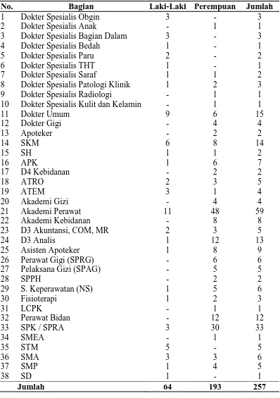 Tabel 4.1 Daftar Pegawai RSU Kabanjahe Tahun 2013 