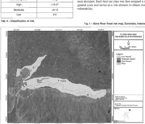 Fig,1 - Bone River flood risk map, Gorontalo, Indonesia, 