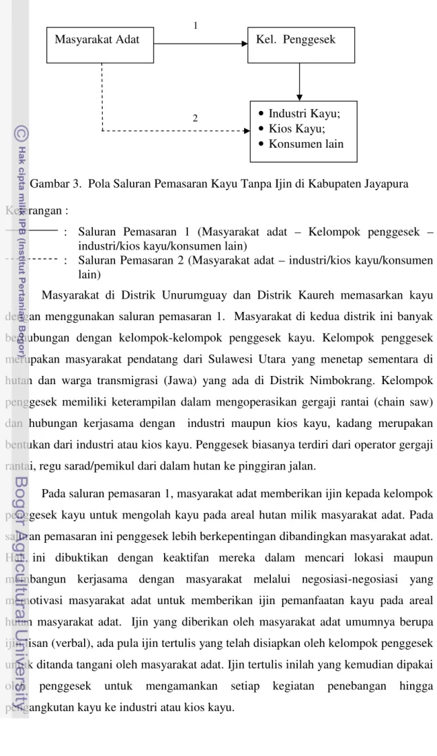 Gambar 3. Pola Saluran Pemasaran Kayu Tanpa Ijin di Kabupaten Jayapura