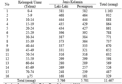 Tabel 6. Jumlah Penduduk Berdasarkan Kelompok Umur dan Jenis Kelamin 