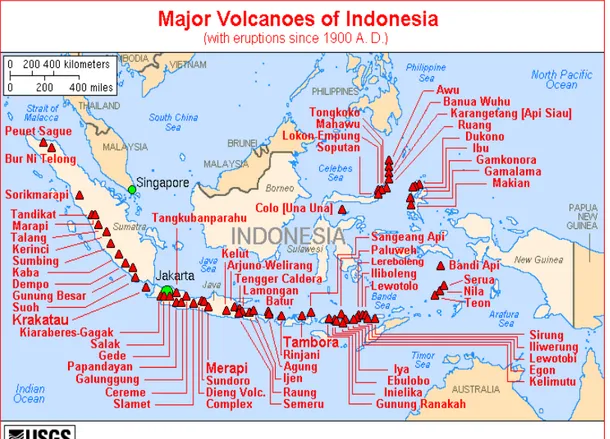 Gambar 4. Sebaran Vulkan-vulkan Utama di Indonesia 