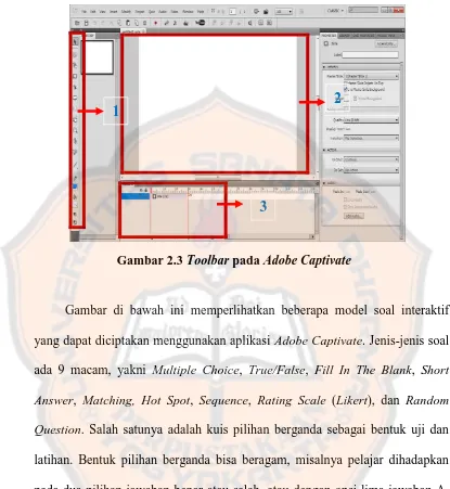 Gambar 2.3 Toolbar pada Adobe Captivate  