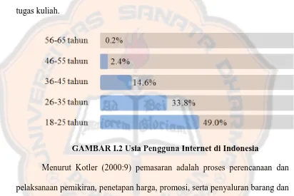 GAMBAR I.2 Usia Pengguna Internet di Indonesia 