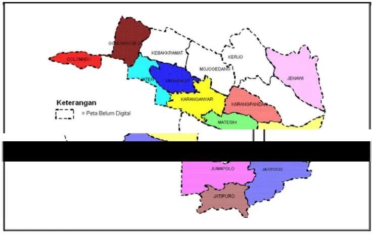 Gambar III.2  Peta Wilayah Kerja KPP Pratama Karanganyar – Kabupaten Sragen 